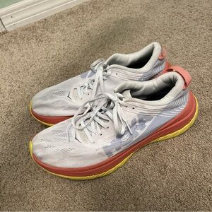 Hoka Women's White and orange Running Shoes